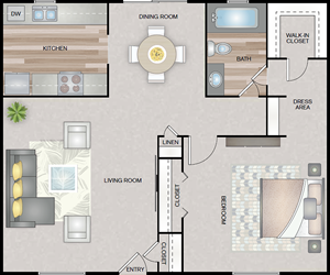 One Bedroom / One Bath - 750 Sq. Ft.*