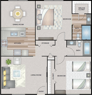 Two Bedroom / Two Bedroom - 1,040 Sq. Ft.*