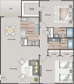Two Bedroom / Two Bath - 1,116 Sq. Ft.*